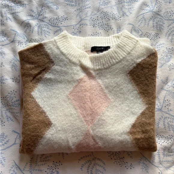 J Crew Diamond Check Pastel Sweater - Picture 8 of 10